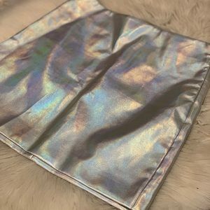 Holographic Vinyl Silver Skirt